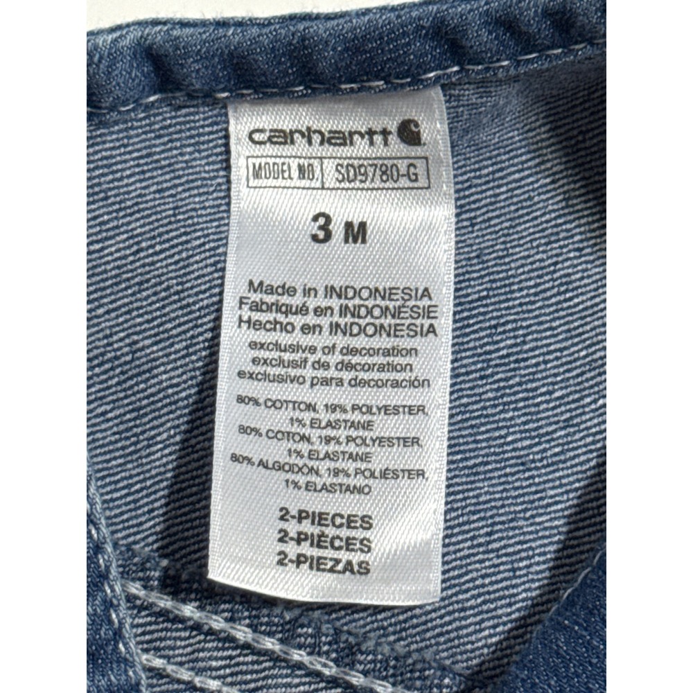 Carhartt Girls Denim Ruffle Shortall Overalls 3M Blue Cotton Stretch Americana - Picture 7 of 8